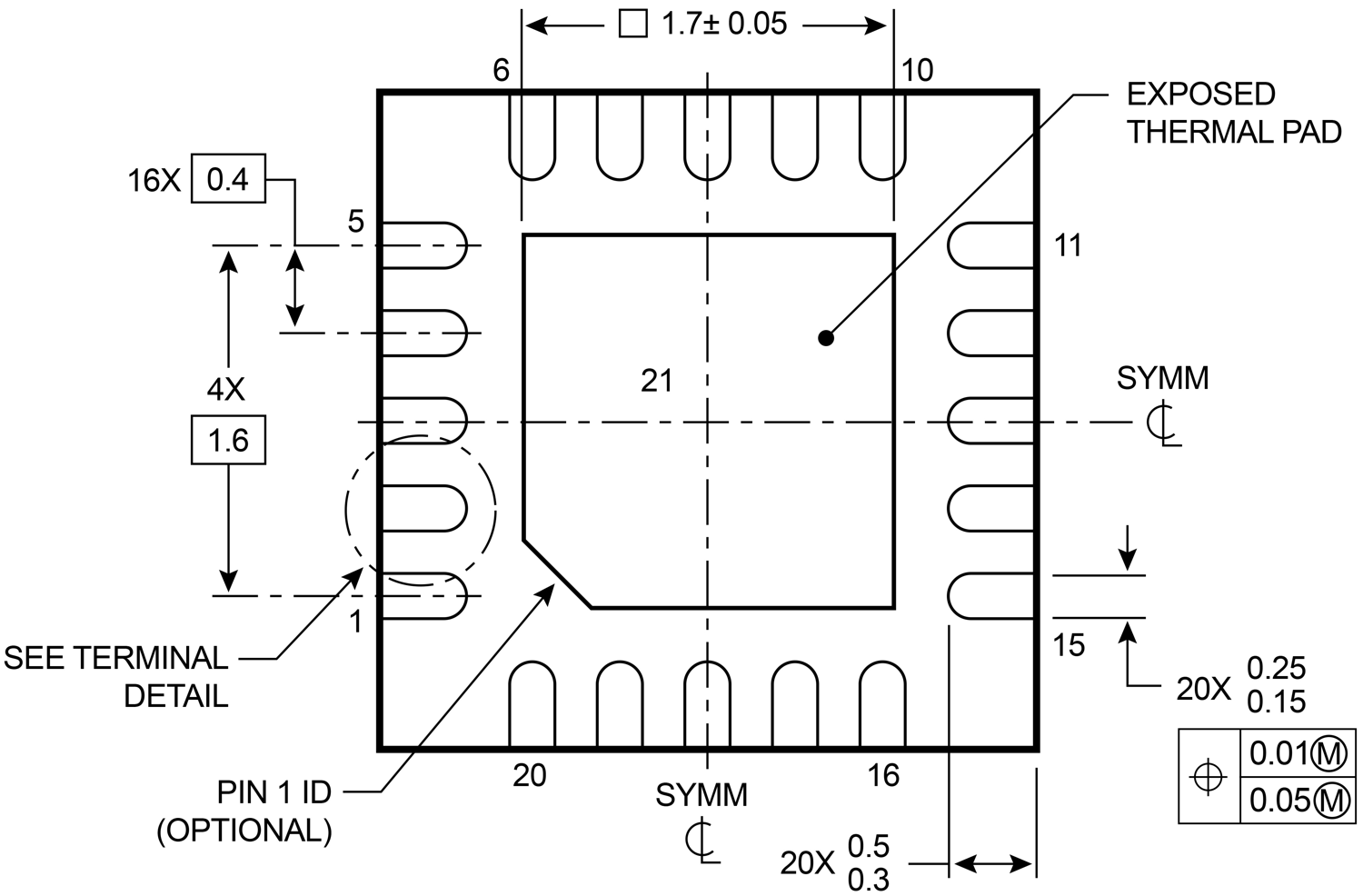  采用 20 引腳 0.8mm QFN 封裝的<em></em>
                            MSPM0C1104 圖紙